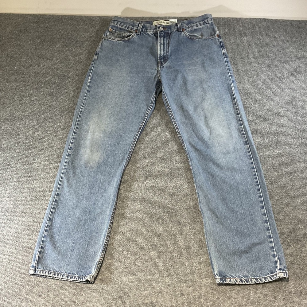 Levis 505 Regular Fit Jeans Mens 36x32 Blue Denim Straight Leg Pants Y2K Cotton